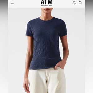 ATM Slub Jersey Schoolboy V-Neck Tee - Midnight women’s Medium